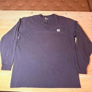 Carhartt‎ Long Sleeve Henley Shirt L Tall – Brown